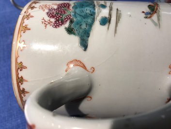 Six chopes en porcelaine de Chine famille rose et verte, Kangxi/Qianlong