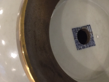 A Chinese famille rose bronze-mounted yuhuchunping vase, Qianlong mark, 19/20th C.