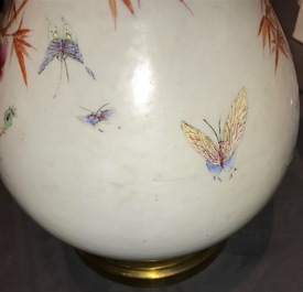 A Chinese famille rose bronze-mounted yuhuchunping vase, Qianlong mark, 19/20th C.