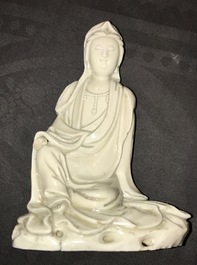 Quatre figures en porcelaine blanc de Chine de Dehua, Kangxi et post&eacute;rieur