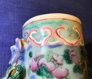 A Chinese famille rose moonflask with a court scene, 19th C.