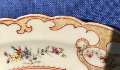 Two Chinese famille rose and iron red plates with figures, Kangxi/Qianlong