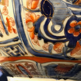A Chinese clobbered blue and white kraak porcelain bowl with floral design, Wanli