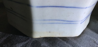 A Chinese blue and white octagonal baluster vase, Transitional period