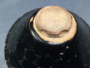 Two Chinese Jian hare's fur tea bowls and a bowl with broken ice design, prob. Song
