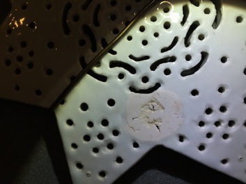 A pair of Chinese blue and white star-shaped strainers for the Persian market, Qianlong
