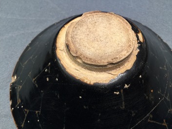 Two Chinese Jian hare's fur tea bowls and a bowl with broken ice design, prob. Song