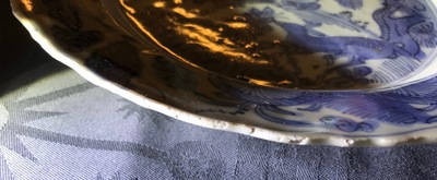 A Chinese blue and white plate with deer and ducks, Wanli