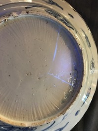 A Chinese blue and white plate with deer and ducks, Wanli
