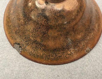 Two Chinese Jian hare's fur tea bowls and a bowl with broken ice design, prob. Song