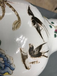 A tall Chinese famille rose vase with pheasants and peacocks, 19th C.