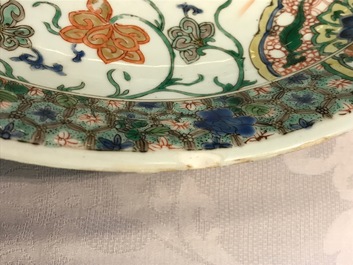 A Chinese famille verte Buddhist lion charger, Kangxi