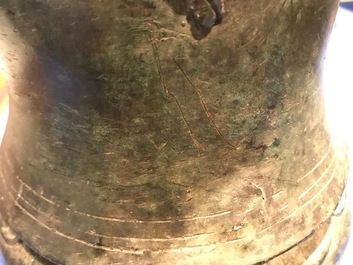 A pair of large bronze temple bells, India or Nepal, 19th C.