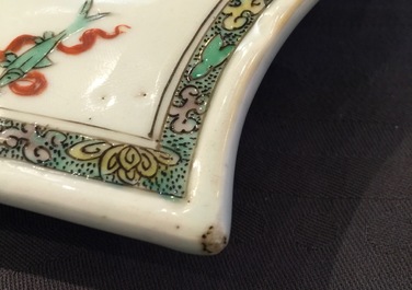 A shell-shaped Chinese famille verte dish, Kangxi