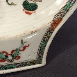 A shell-shaped Chinese famille verte dish, Kangxi