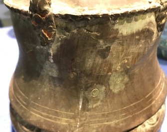 A pair of large bronze temple bells, India or Nepal, 19th C.