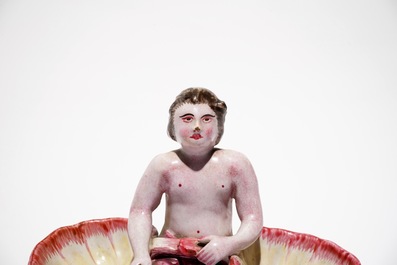 A French faience figurative double salt, Sceaux, 18th C.