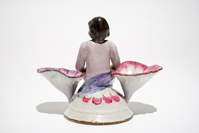 A French faience figurative double salt, Sceaux, 18th C.