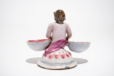A French faience figurative double salt, Sceaux, 18th C.