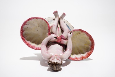 A French faience figurative double salt, Sceaux, 18th C.