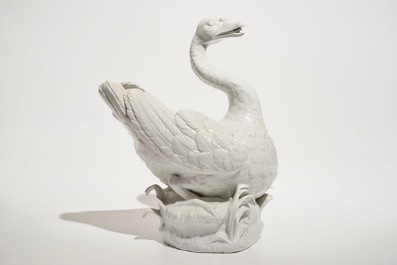 A blanc de Chine-style model of a swan, Meissen, Germany, 18th C.
