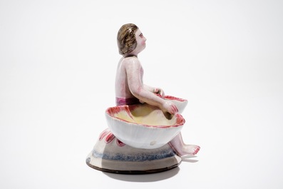 A French faience figurative double salt, Sceaux, 18th C.