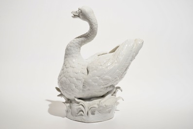 A blanc de Chine-style model of a swan, Meissen, Germany, 18th C.