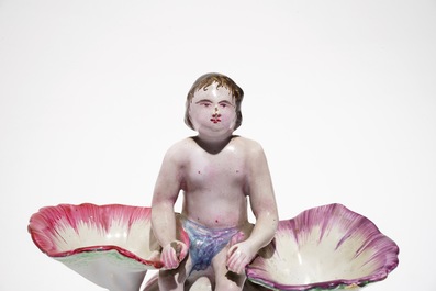 A French faience figurative double salt, Sceaux, 18th C.