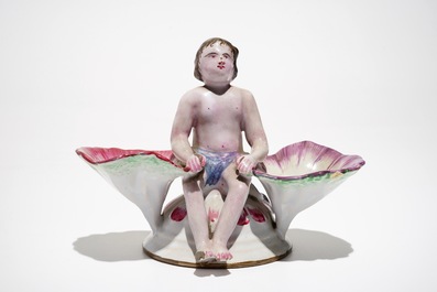 A French faience figurative double salt, Sceaux, 18th C.