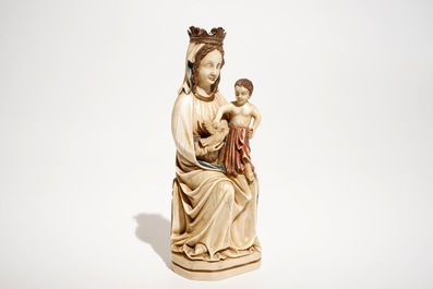 A polychrome ivory model of the Madonna and Child, prob. Dieppe, 19th C.