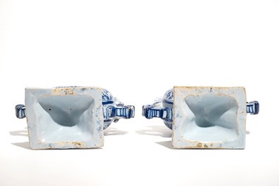 A pair of Delft style blue and white heart-shaped tulip vases, Nurnberg, Germany, 18th C.