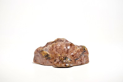 A faux-marble Bruges faience holy water font, Pulinx workshop, 18th C.