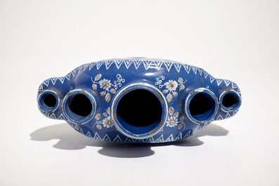 A French faience "bleu persan" ground flower vase, Nevers, 17/18th C.