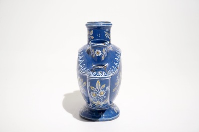 A French faience "bleu persan" ground flower vase, Nevers, 17/18th C.