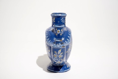 A French faience "bleu persan" ground flower vase, Nevers, 17/18th C.