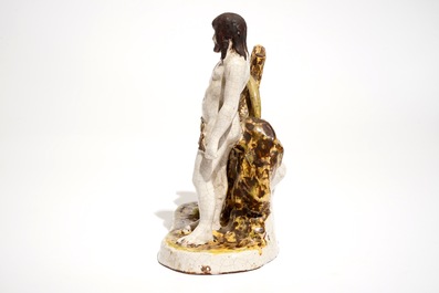 A French faience group depicting Adam and Eve, Dinan, 19th C.