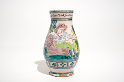 A Gm&uuml;nden faience jug, Austria, 18th C. and a triangular Ferdi&scaron; Kostka dish, Slovakia, ca. 1900