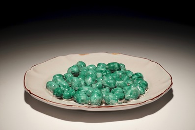A French faience trompe l'oeil dish with olives, Strasbourg, 18th C.