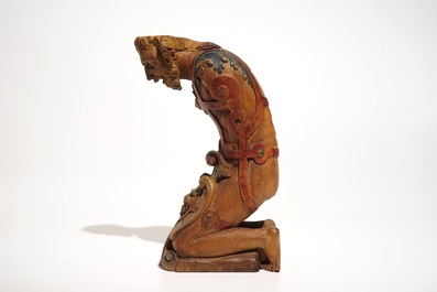 Un &eacute;l&eacute;ment de support en bois sculpt&eacute; et polychrom&eacute; en forme de satyre, Pays-Bas, 17&egrave;me