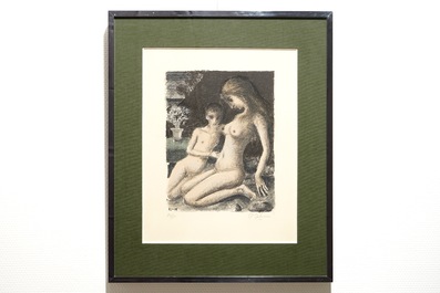 Delvaux, Paul (Belgi&euml;, 1897-1994), L'azal&eacute;e bleue, Litho op Arches papier, gedat. 1969