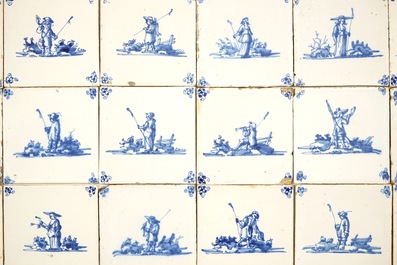 36 Dutch Delft blue and white shepherd tiles, 1st half 18th C.