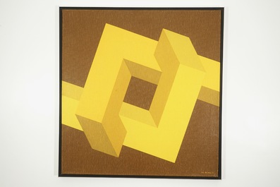 De Mey, Jos (Belgi&euml;, 1928-2007), "Knoop", abstracte compositie, olie op doek, gedat. 1972