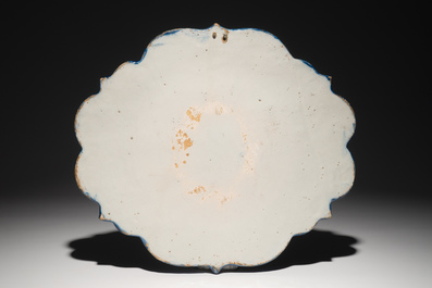 A fine Dutch Delft blue and white chinoiserie plaque, 1st half 18th C.
