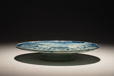 A blue and white Italian armorial tazza, Savona, 17/18th C.