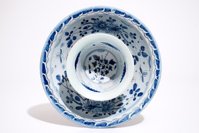 A rare blue and white French faience trembleuse, Nevers, 17th C.