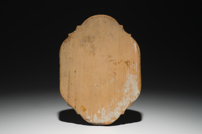 A French faience blue and white topographical plaque, poss. Moustiers, 18/19th C.
