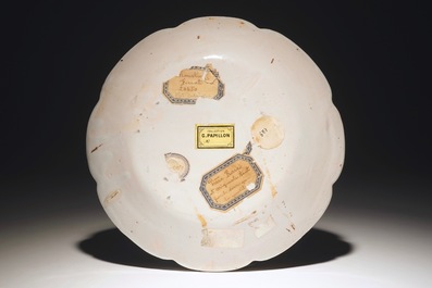 A rare French faience playing cards dish, poss. Ferrat, Moustiers, or Nevers, 18th C.