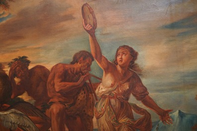 French school, 19th C., Pan and Syrinx, oil on canvas