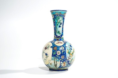 Deck, Th&eacute;odore (France, 1823-1891), a polychrome Art Nouveau bottle vase