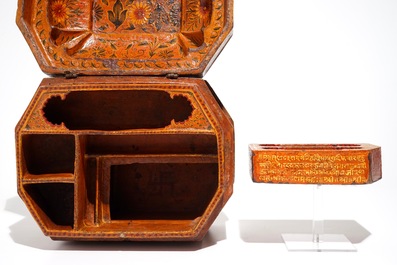 A large painted papier mache and wood chest with interior, Qajar, Iran, 19th C.